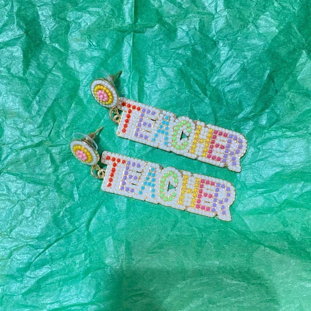 Teacher Beaded Statement Earrings - artsy